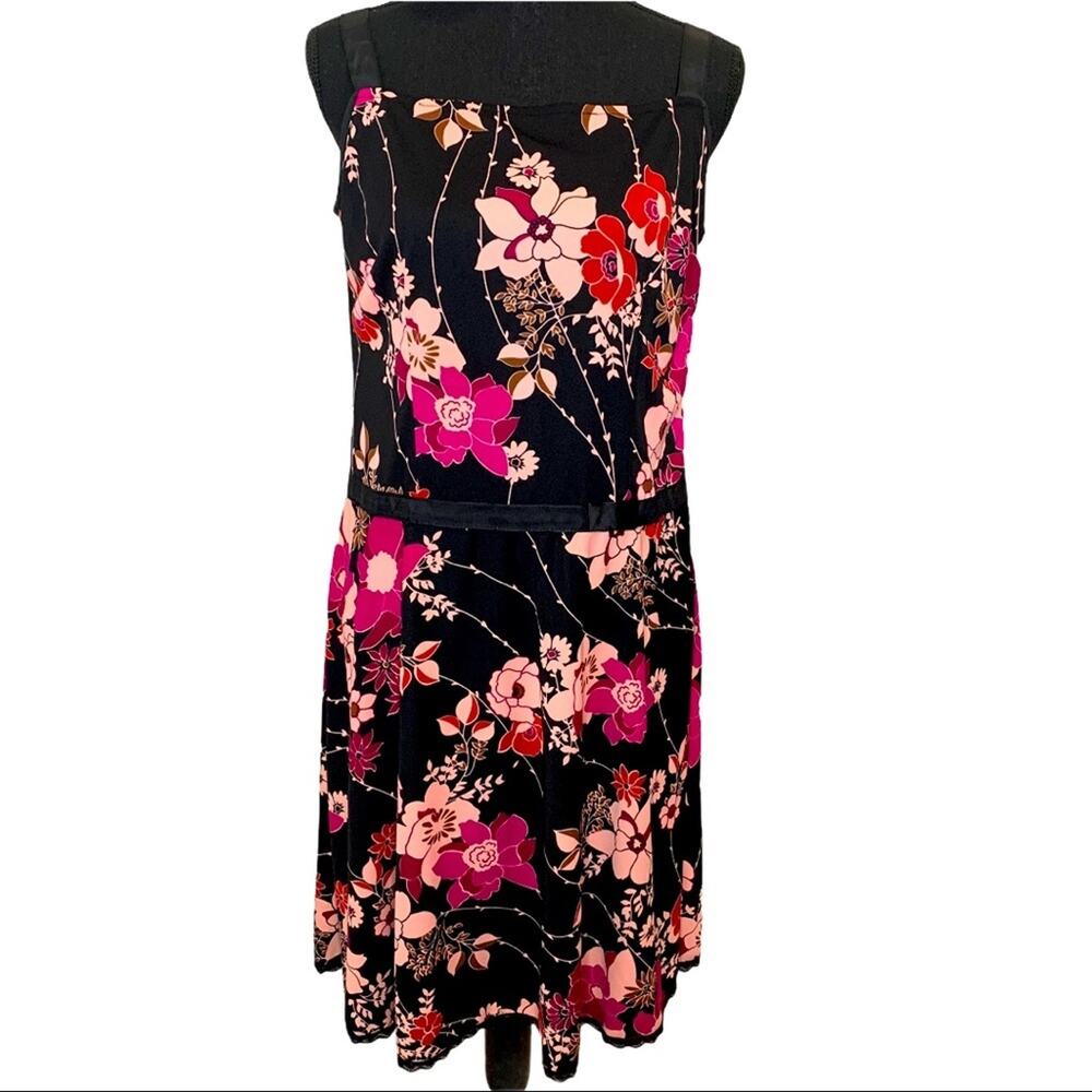 NWT $205 CYNTHIA STEFFE Large Sleeveless A-Line L Floral Dress